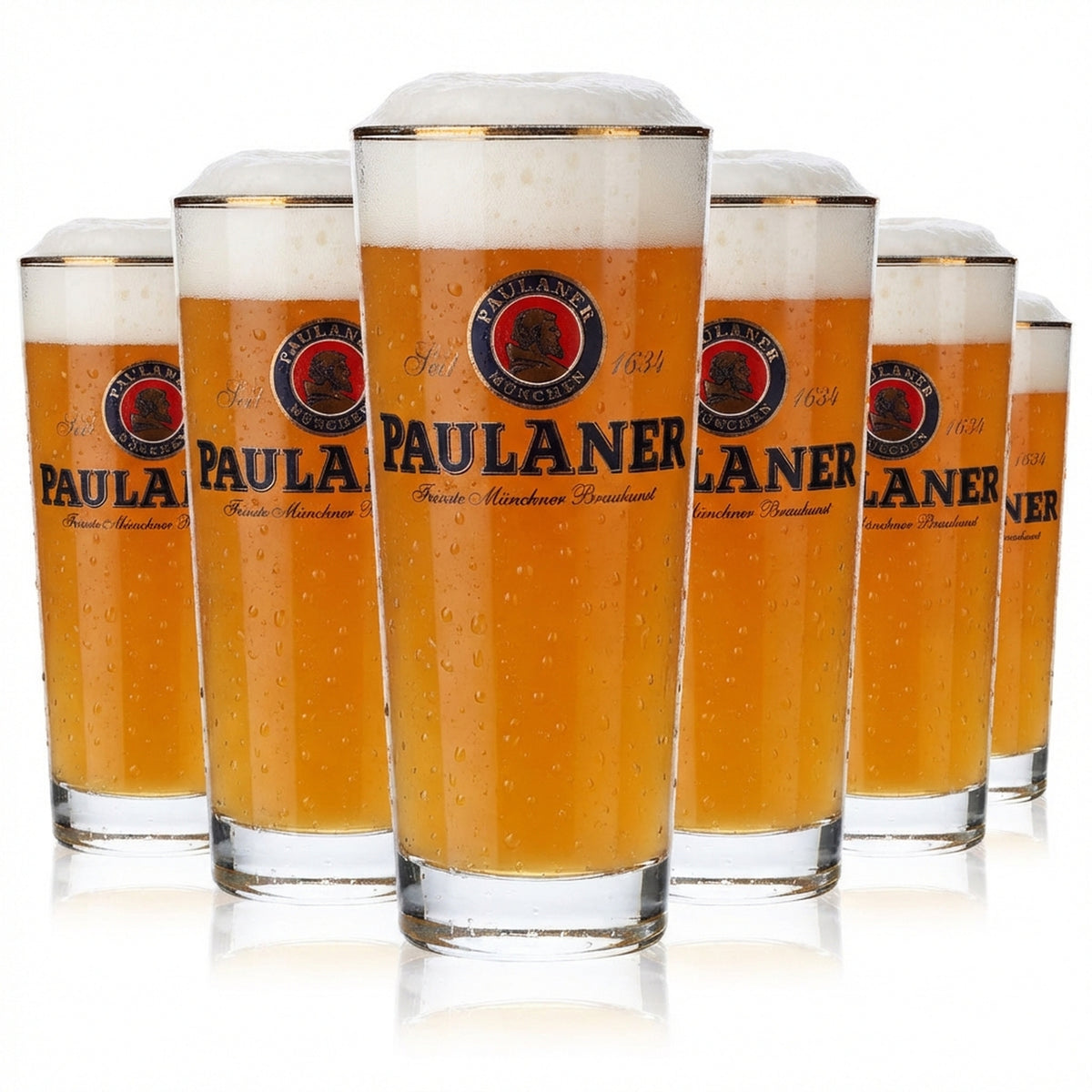 6x Paulaner Weissbier Glass Beer Glasses Frankonia 0.3l Willibecher