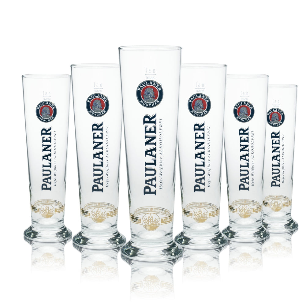 6x Paulaner wheat beer glass 0.5l Hefeweizen Kristallweizen glasses Non-alcoholic