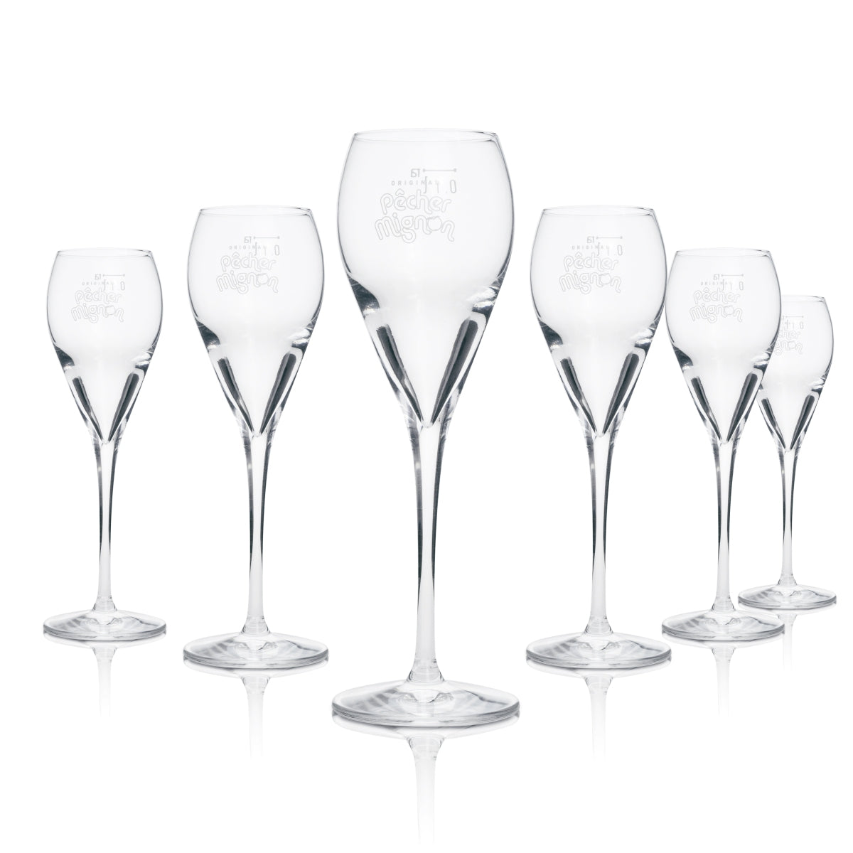 6x Pecher Mignon liqueur glass flute 0.1l Rastal