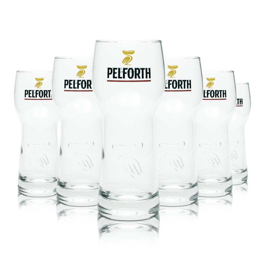 6x Pelforth Beer Glass 0.5l Relief Pelican Glasses Brewery France Beer Verre