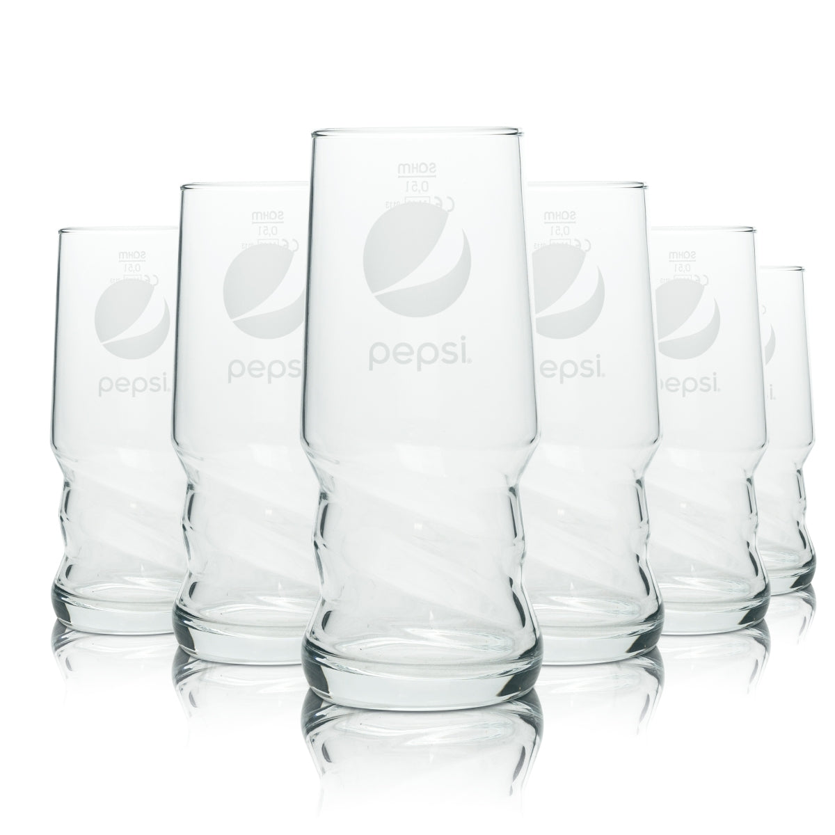 6x Pepsi Cola glass 0.5l cup AXL Sahm swing-top glasses Coke Kola calibrated