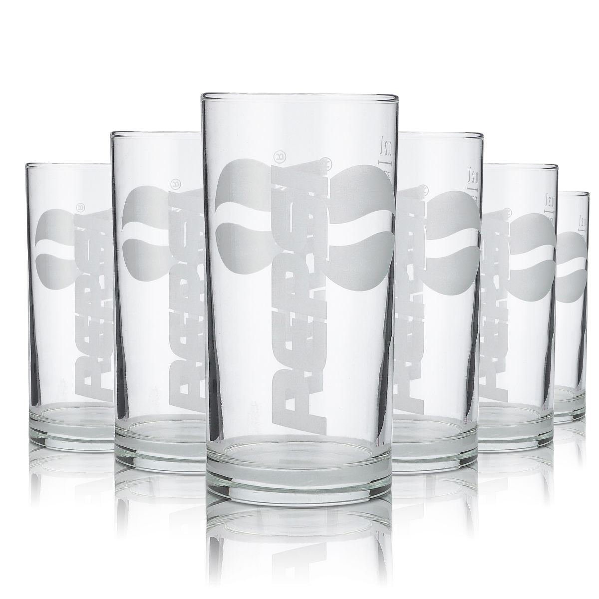 6x Pepsi Glass 0.2l Cup Drinking Glass Satin Finish Cola Soft Drink Glass Set