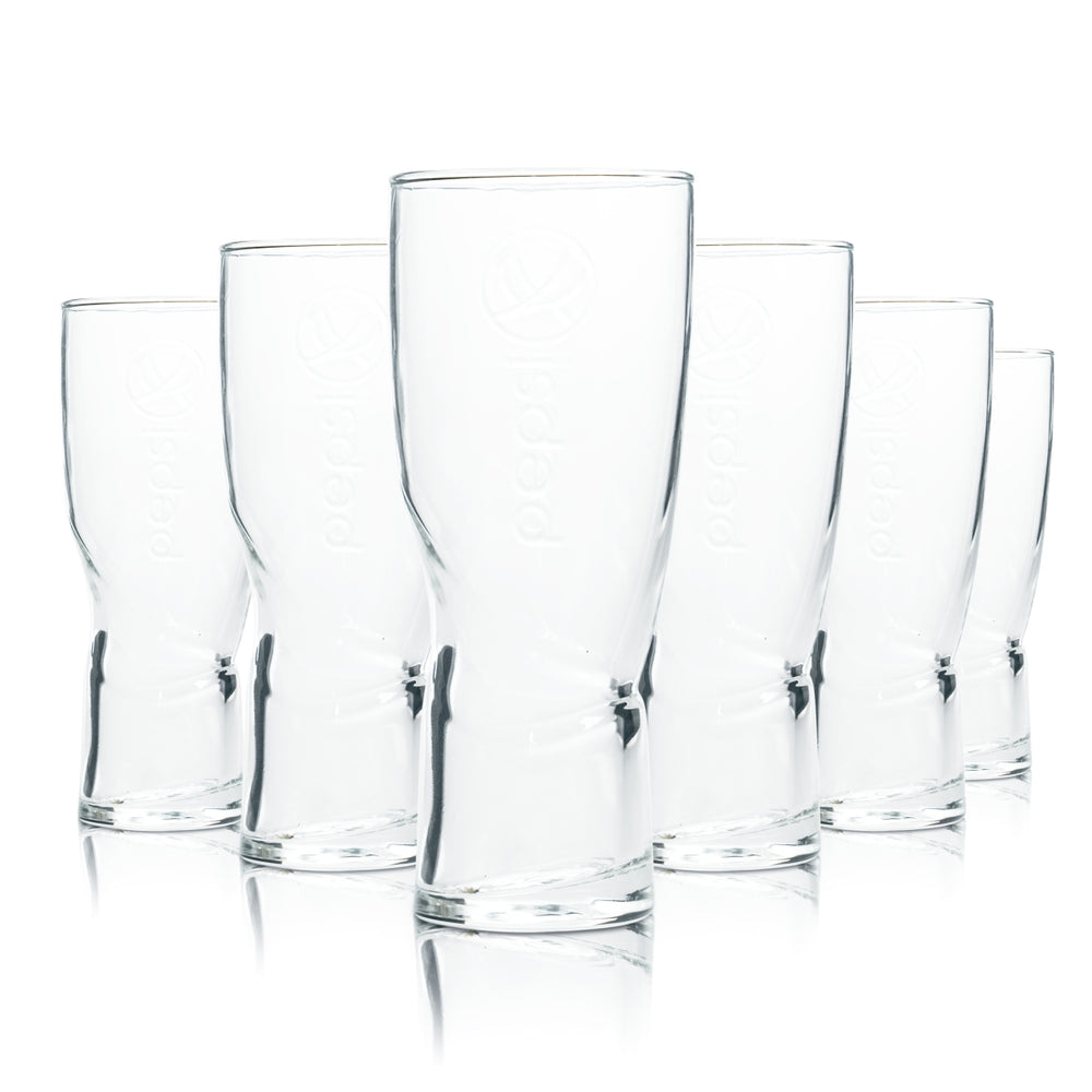 6x Pepsi glass 0.2l cola cup relief glasses contour swing retro Coke swirl Max