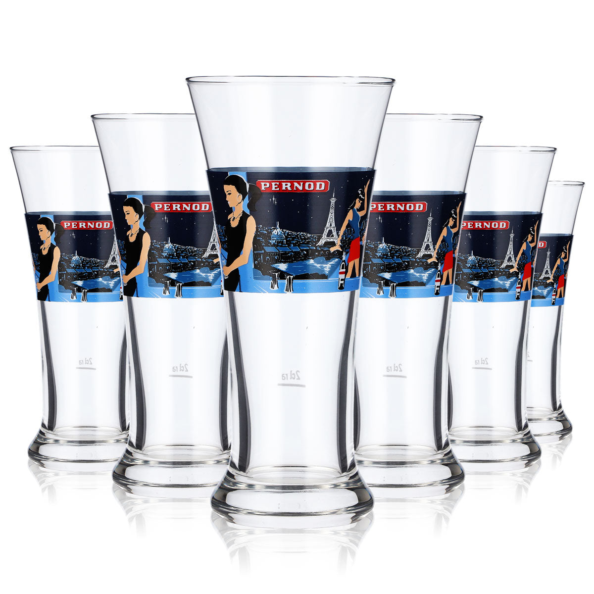 6x Pernod liqueur glasses Liqueur glass Collectible glass Scene Nightlife "Eiffel Tower"