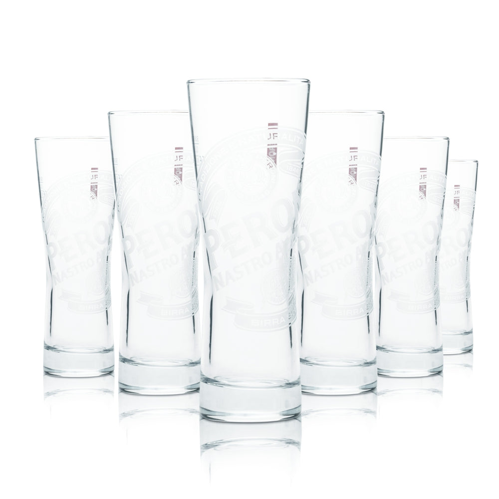 6x Peroni beer glass 0.2l Signature goblets Nastro Azzuro Brewery Italy
