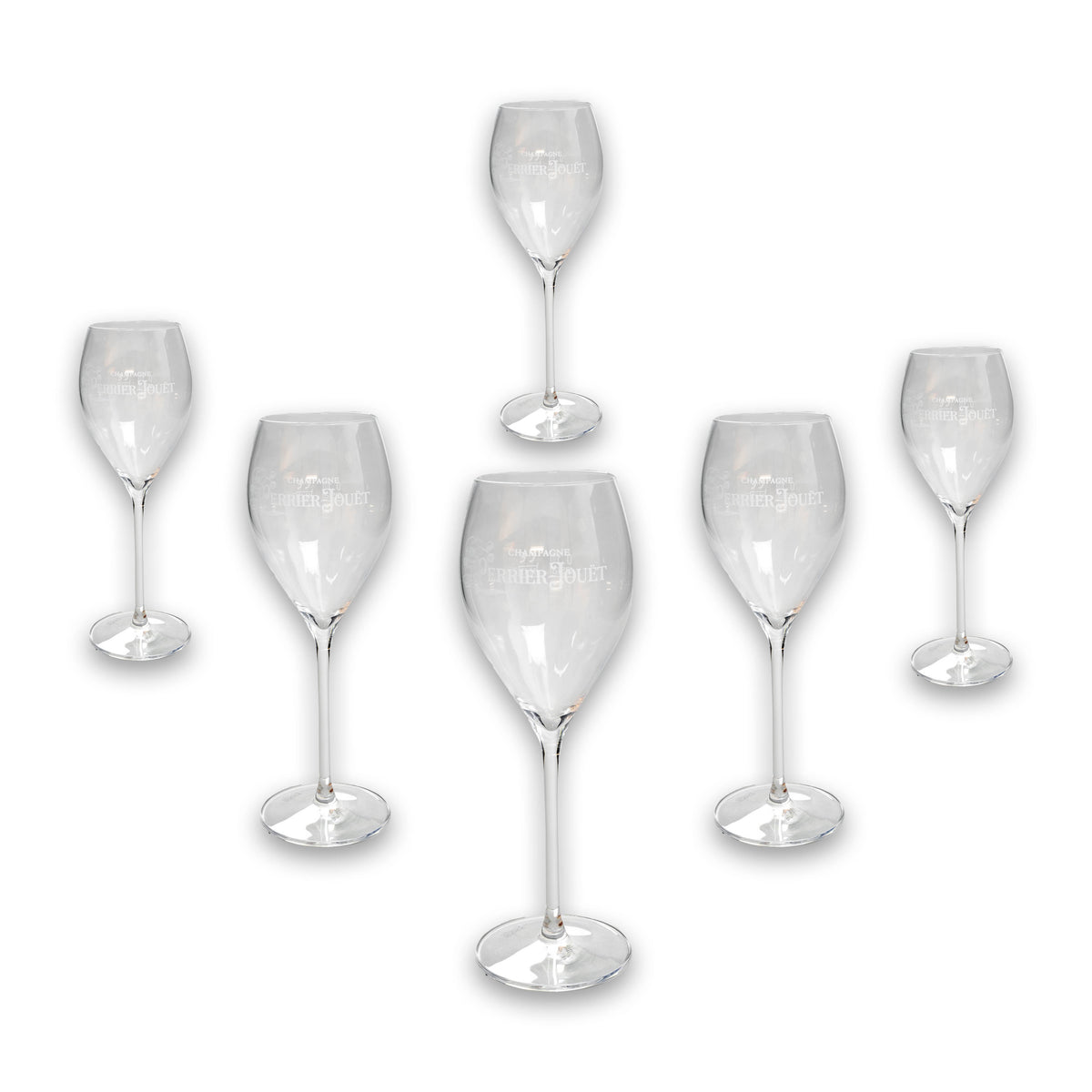 6x Perrier Jouet Champagne Glass Flute Old Logo