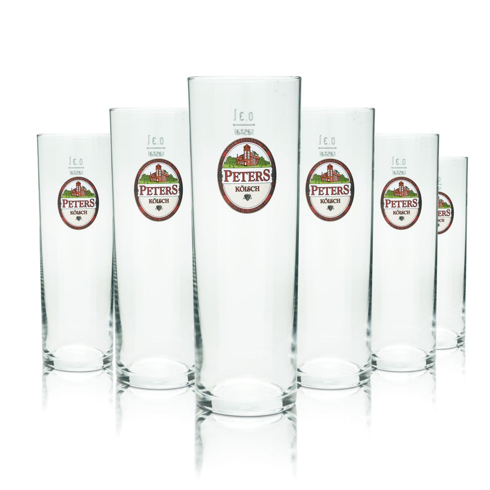 6x Peters Kölsch beer glass 0,3l Kölsch bar Altbier glasses set brewery Cologne