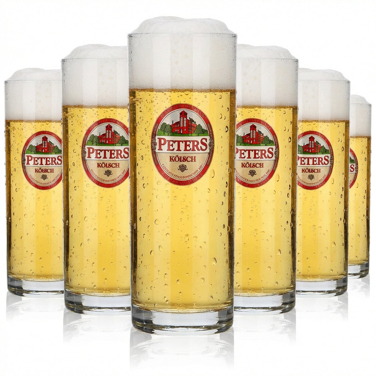 6x Peters Kölsch Glass 0.4l Mug Kölsch Beer Glasses Set Brewery Pub