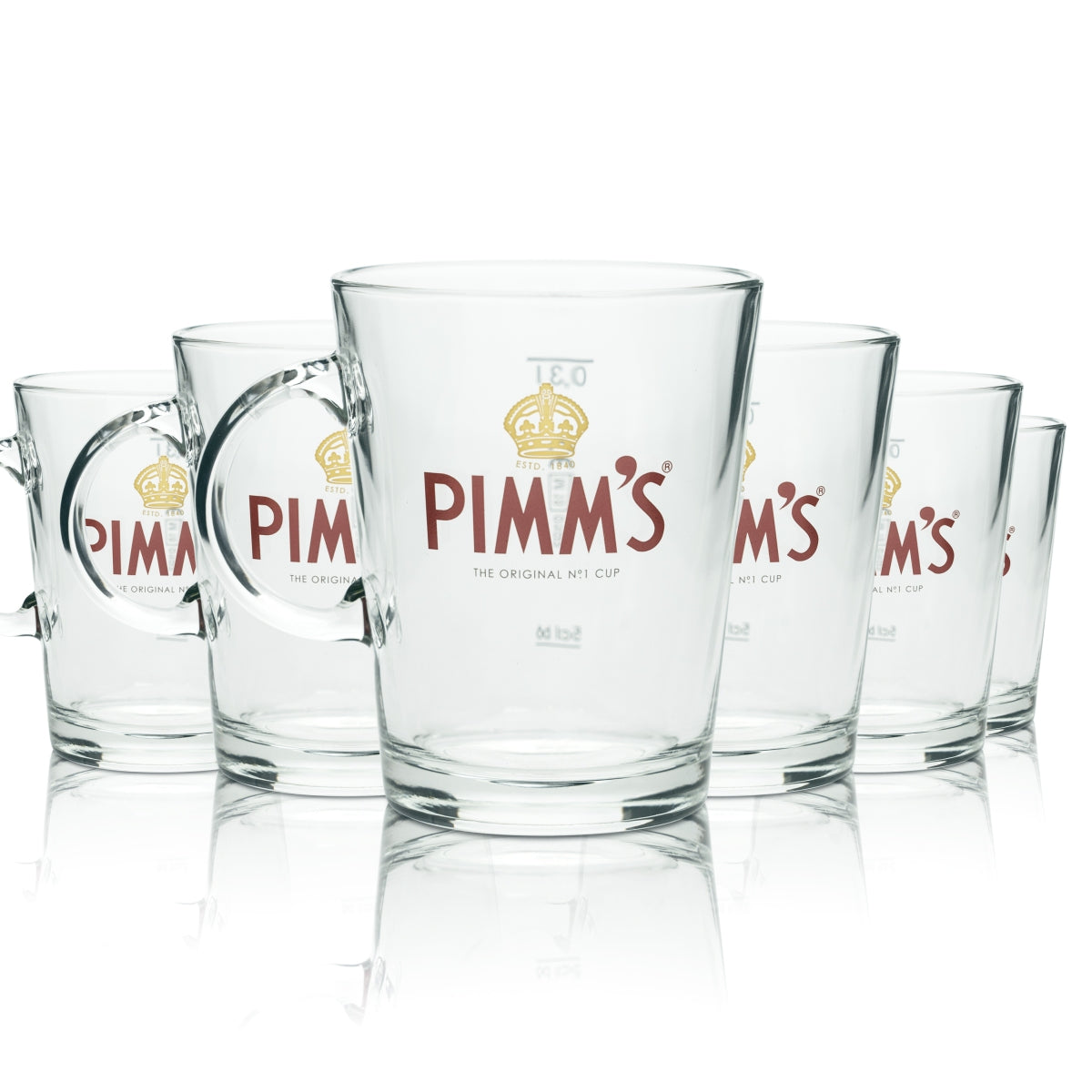 6x Pimm's Glass 0.3l Liqueur Cocktail Long Drink Aperitif Handle Jug Glasses Handle