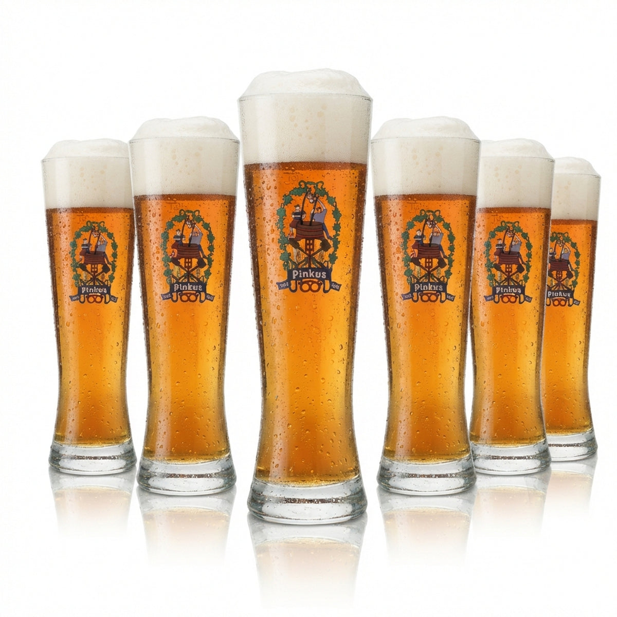 6x Pinkus Beer Glass Wheat 0.5l