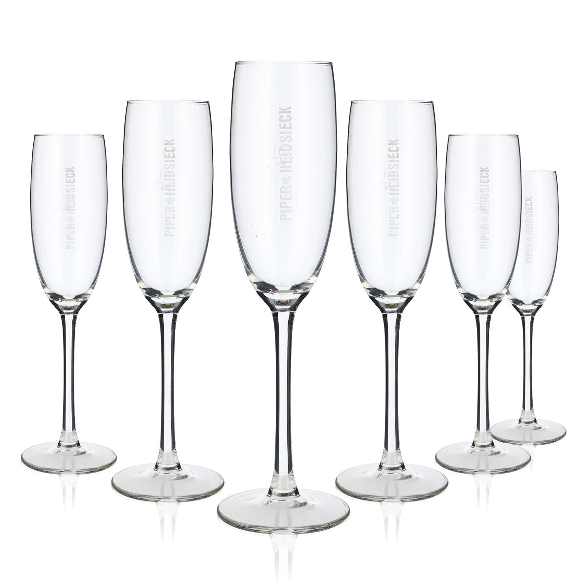 6x Piper-Heidsieck Champagne Glass 0.1l Flute Glass Logo Satin Finish Vertical – View 5