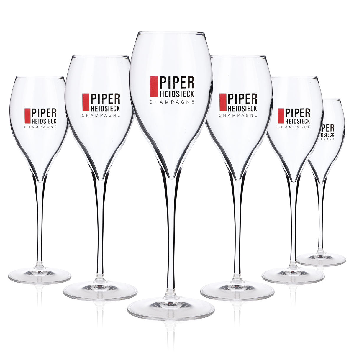 6x Piper-Heidsieck glass champagne flutes, 0.17 l, red rectangle, Lehmann Opale 17 – View 5
