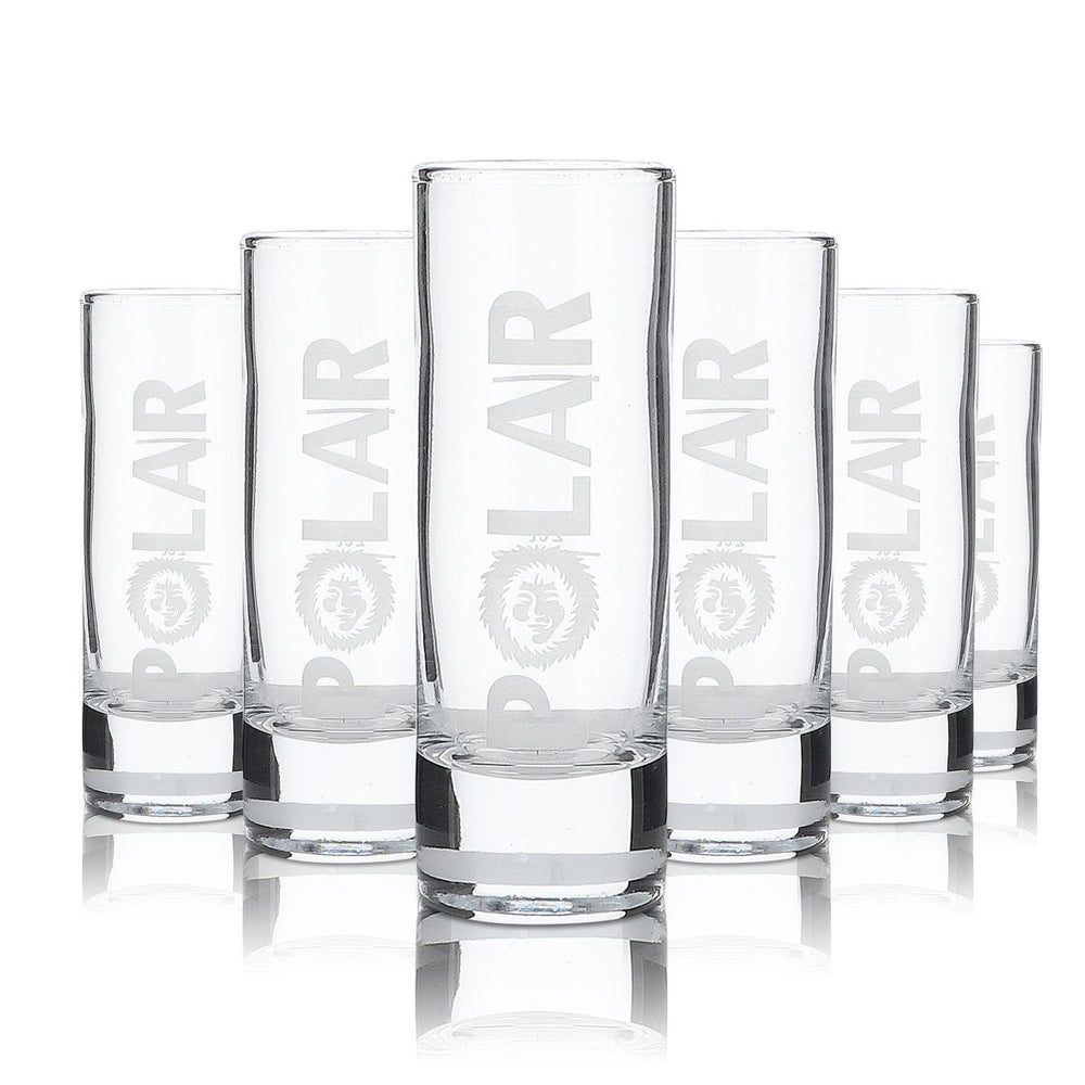 6x Polar Limes Vodka Shot Glass, Stamer, Short Glass, White Satin Finish