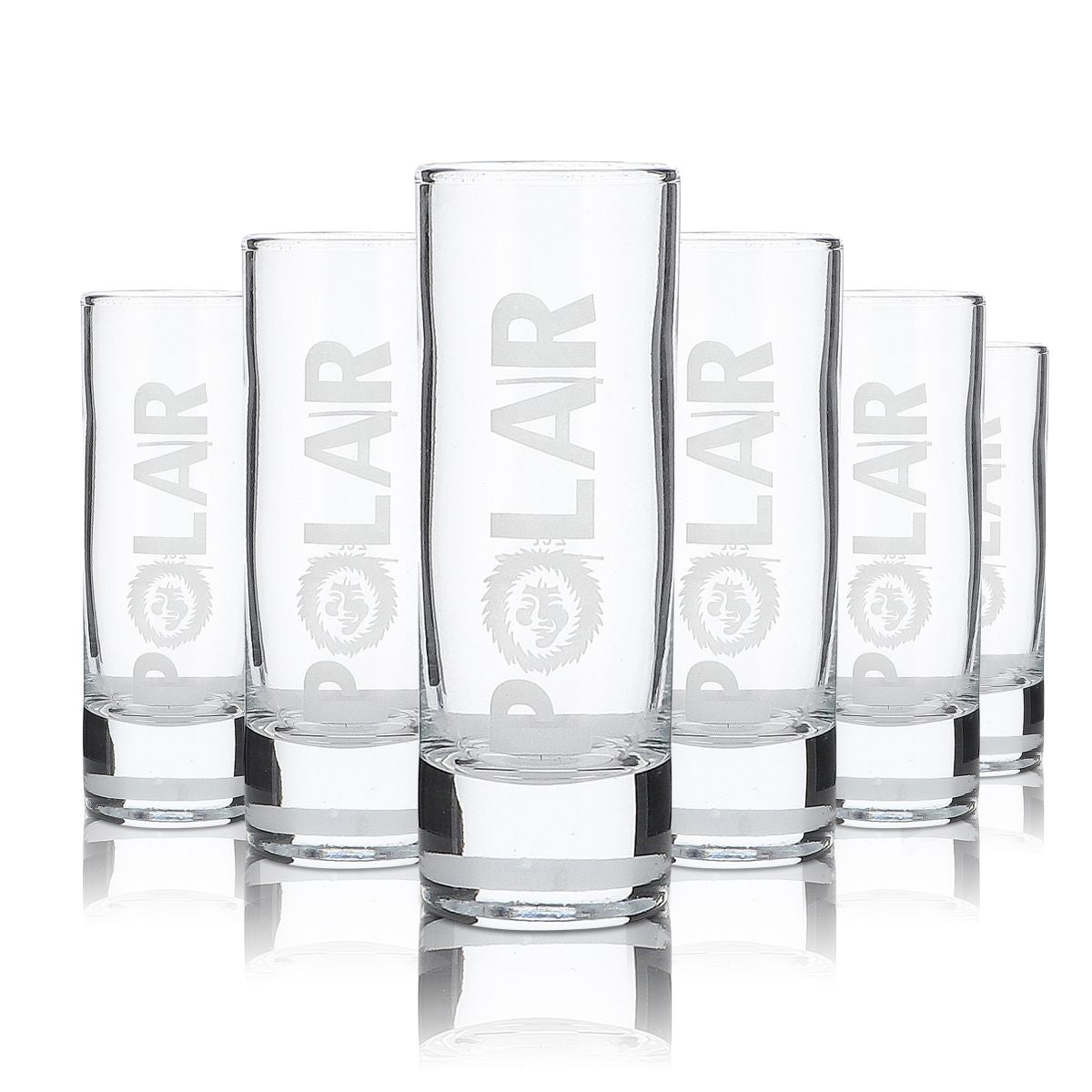 6x Polar Limes Vodka Shot Glass, Stamer, Short Glass, White Satin Finish