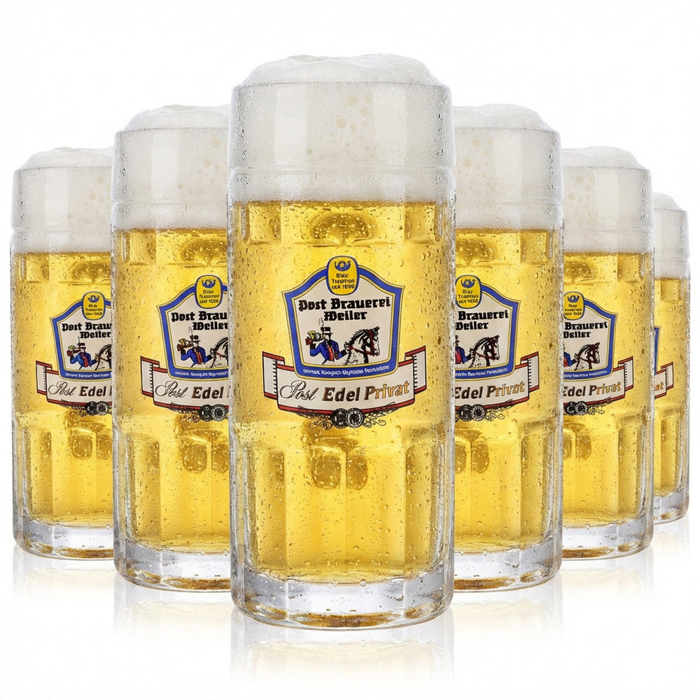6x Post Brewery Weiler Beer Glass Beer Mug 0.5l Jug Rastal Falkenstein