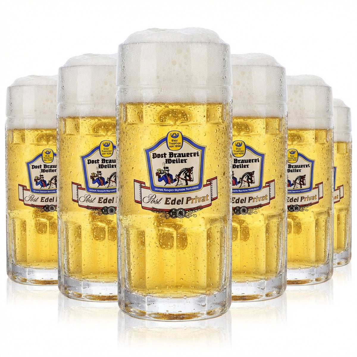 6x Post Brewery Weiler Beer Glass Beer Mug 0.5l Jug Rastal Falkenstein