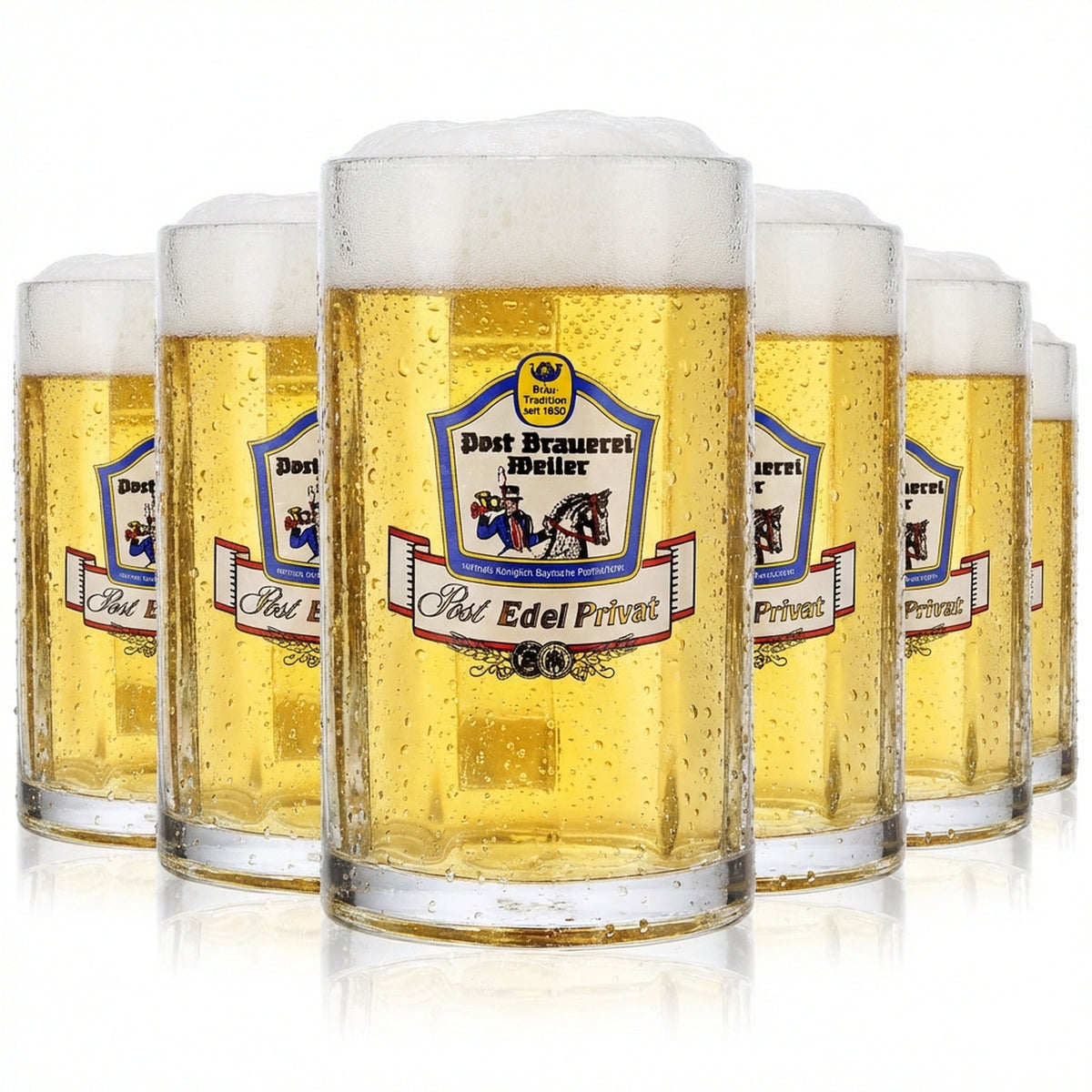 6x Post Brewery Weiler Beer Glasses 0.25l Mug Seidel Rastal Glückauf