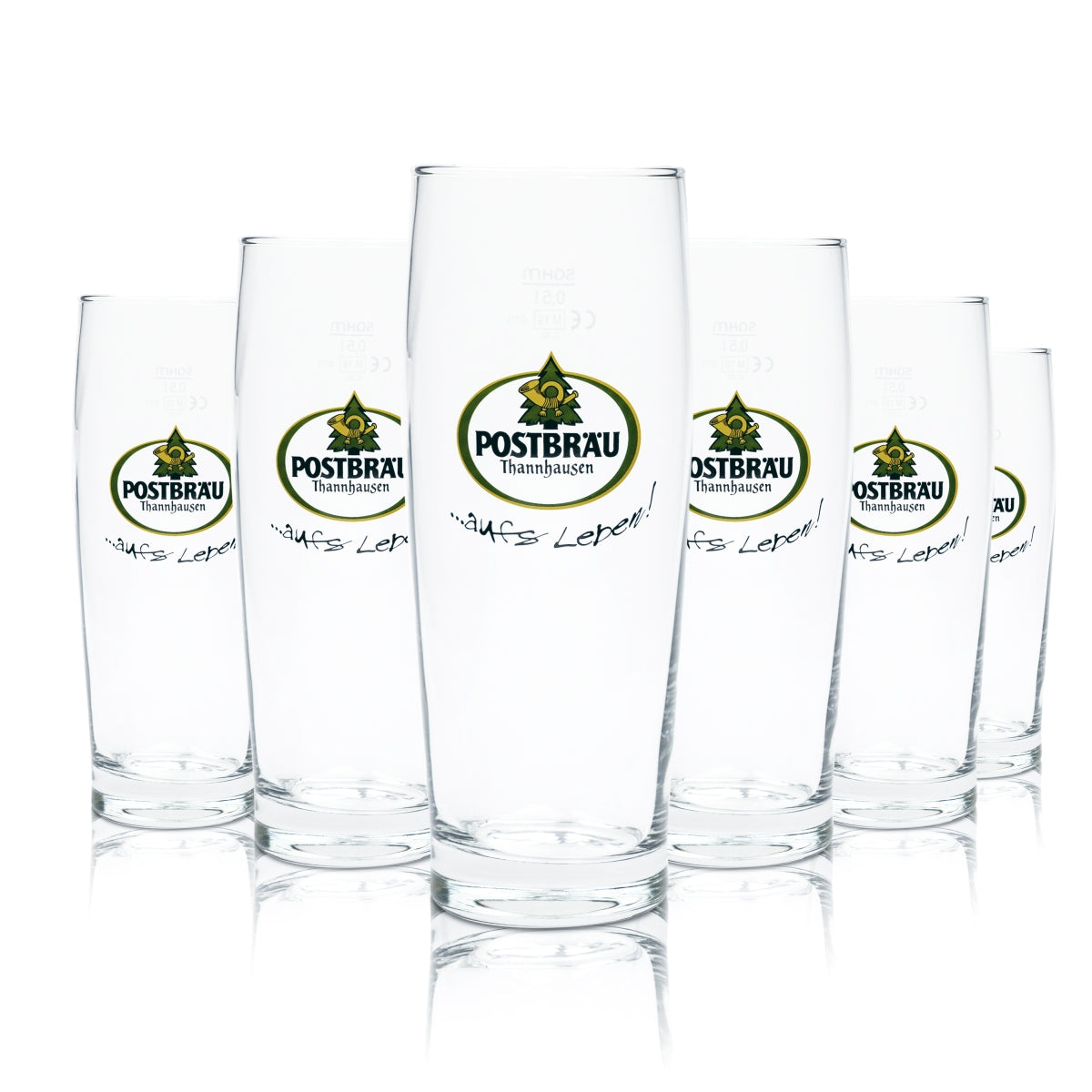 6x Postbräu Thannhausen beer glass 0.5l Willi Becher Trumpf glasses Brewery Beer