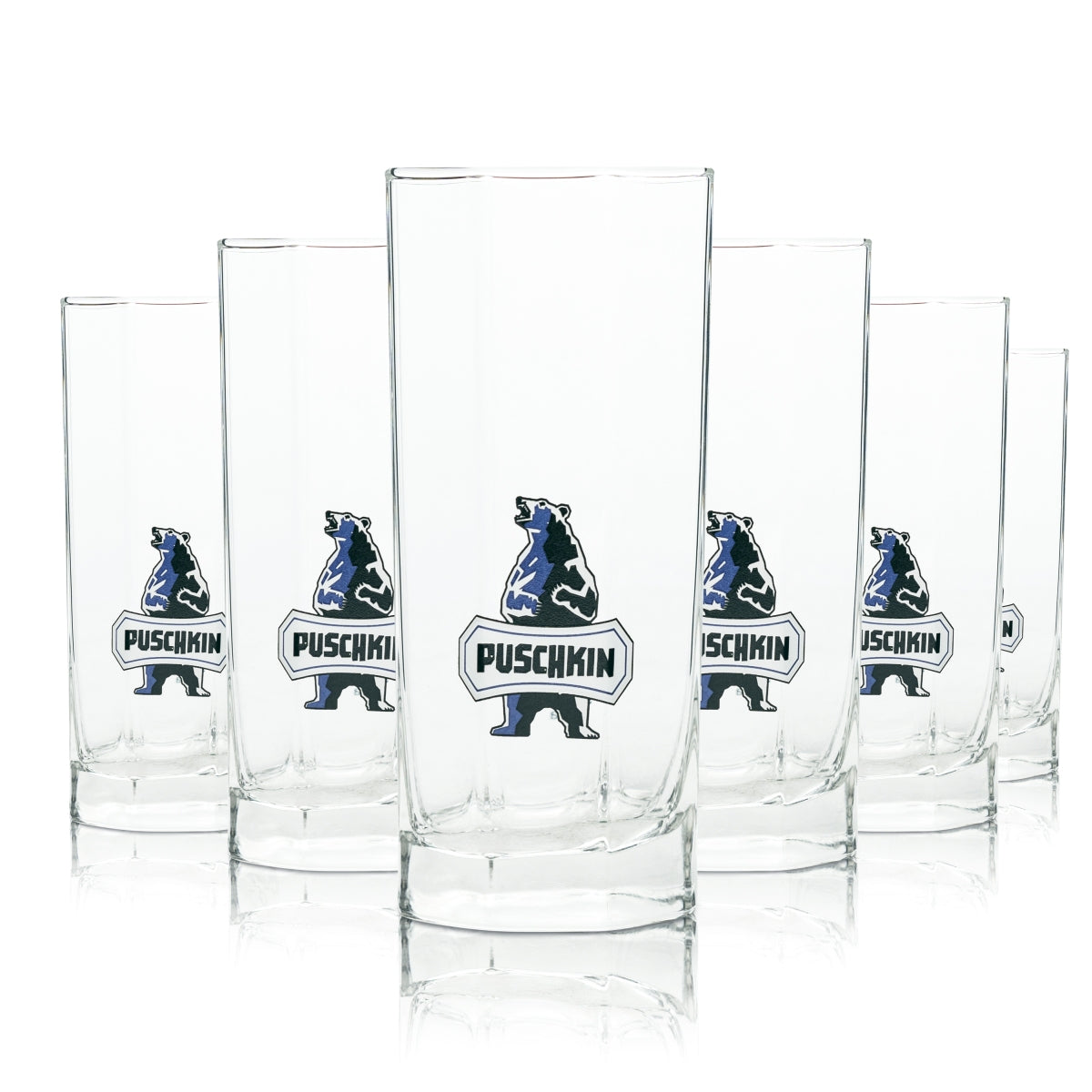 6x Pushkin Vodka Glass Long Drink Square Oak Cocktail Glasses Vodka Bar Gastro