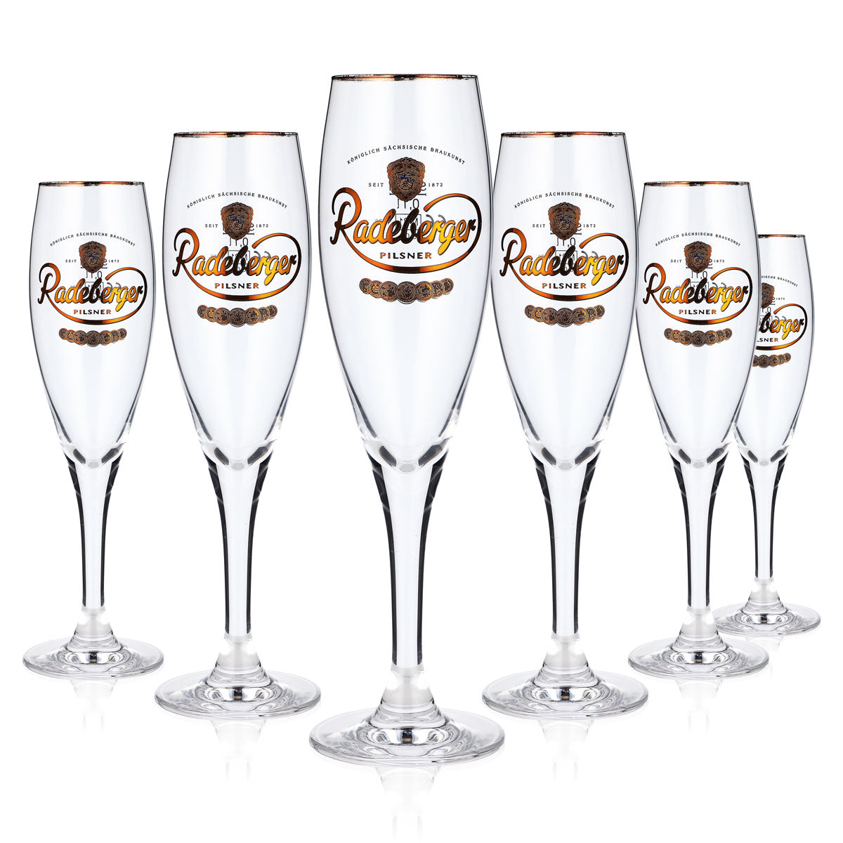 6x Radeberger beer glass Welcome glass Tasting glass 0.1l Goblet Gold rim Sahm