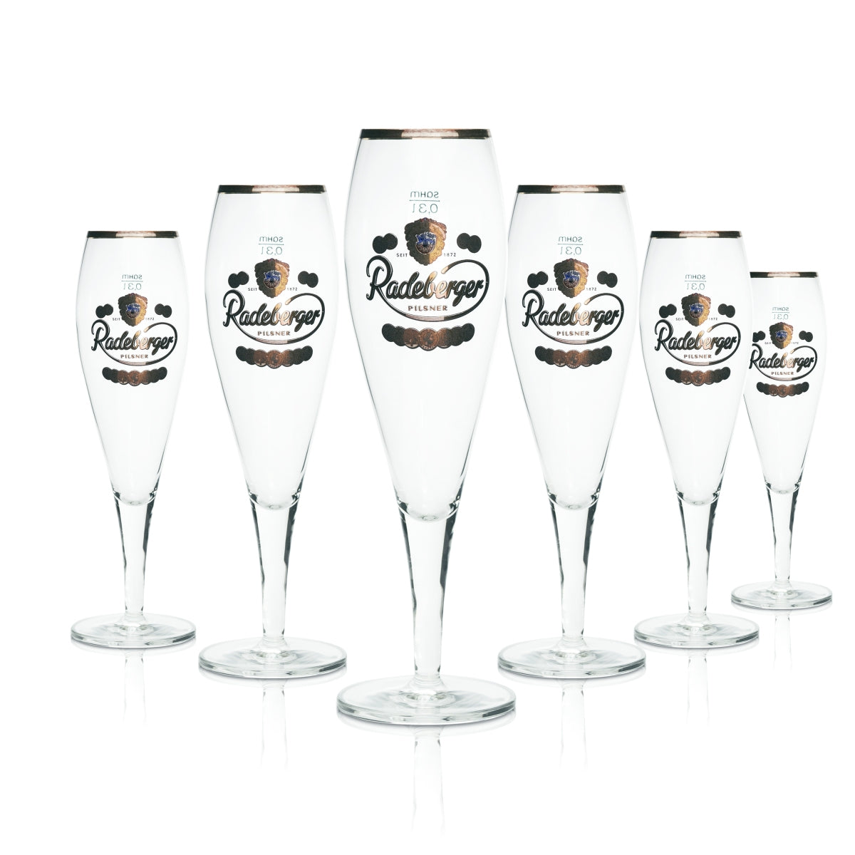 6x Radeberger Glass 0.3l Tulip Glass with Gold Rim Beer Glasses, Restaurant-Approved, Pilsner