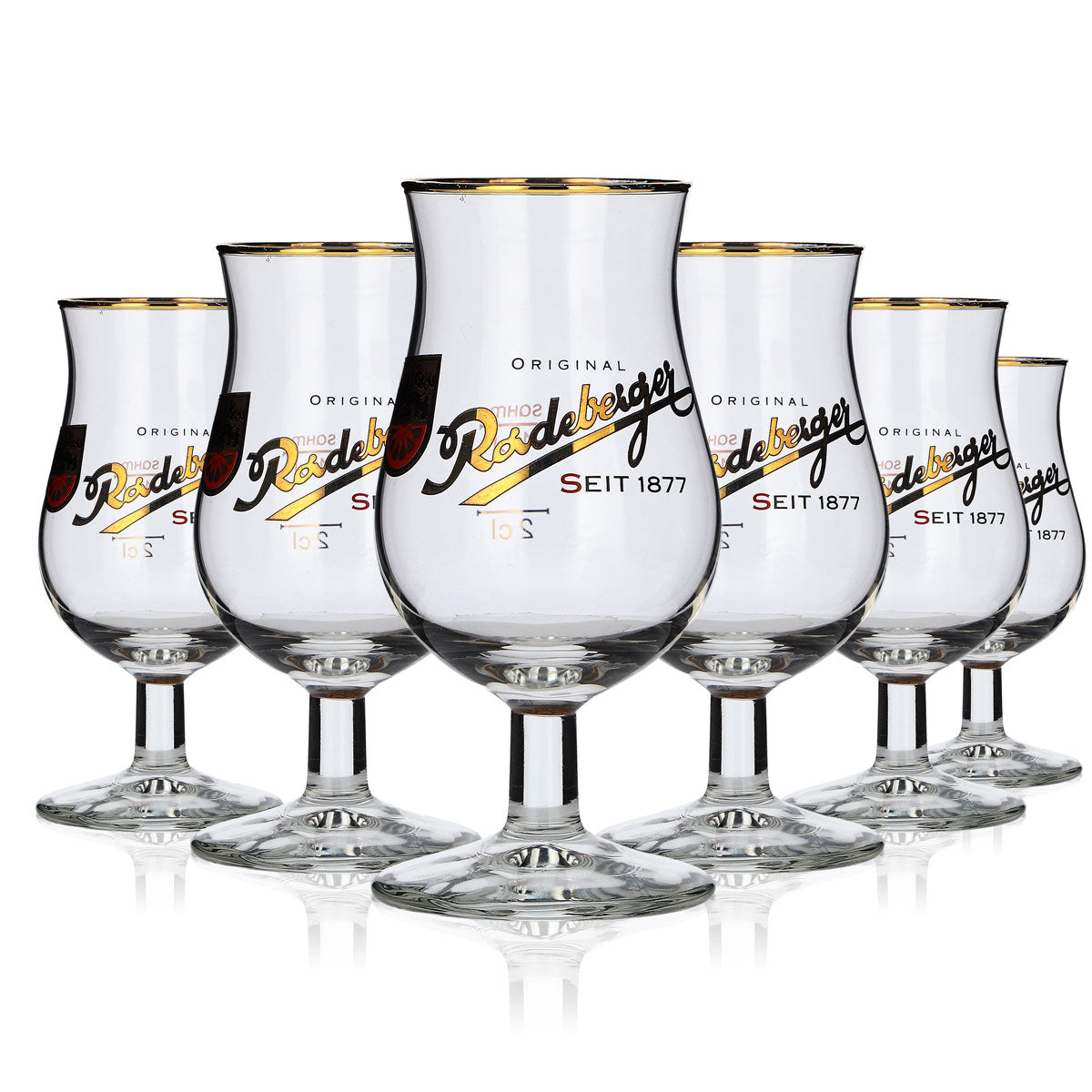 6x Radeberger herbal bitter liqueur tasting glasses Gold-rimmed glass 2/4cl – View 5