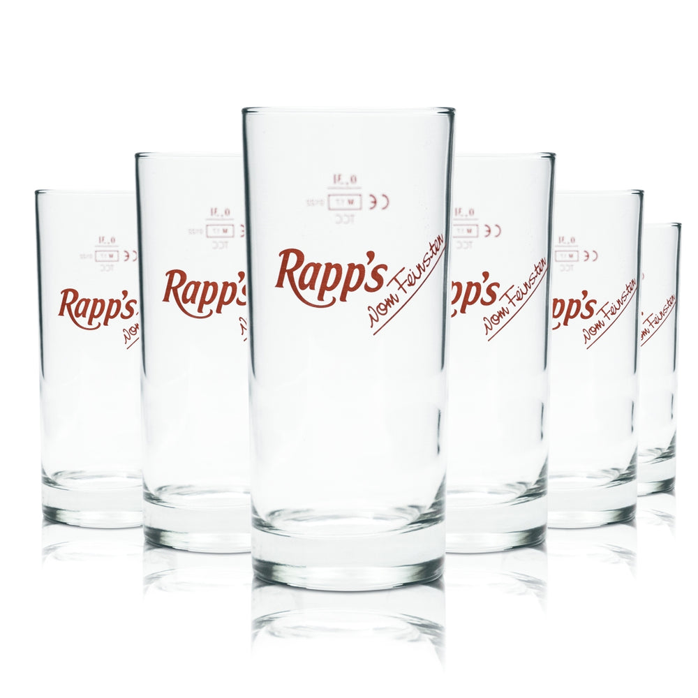 6x Rapps glass 0.3l cup juice mineral water soft drink soda glasses catering oak