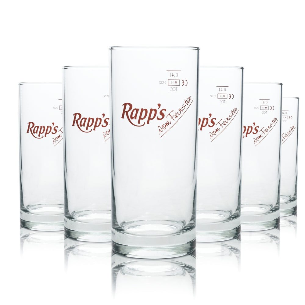 6x Rapps Juice Long Drink Glass 0.4L Amsterdam Cup Cocktail Glasses Drinking Glass