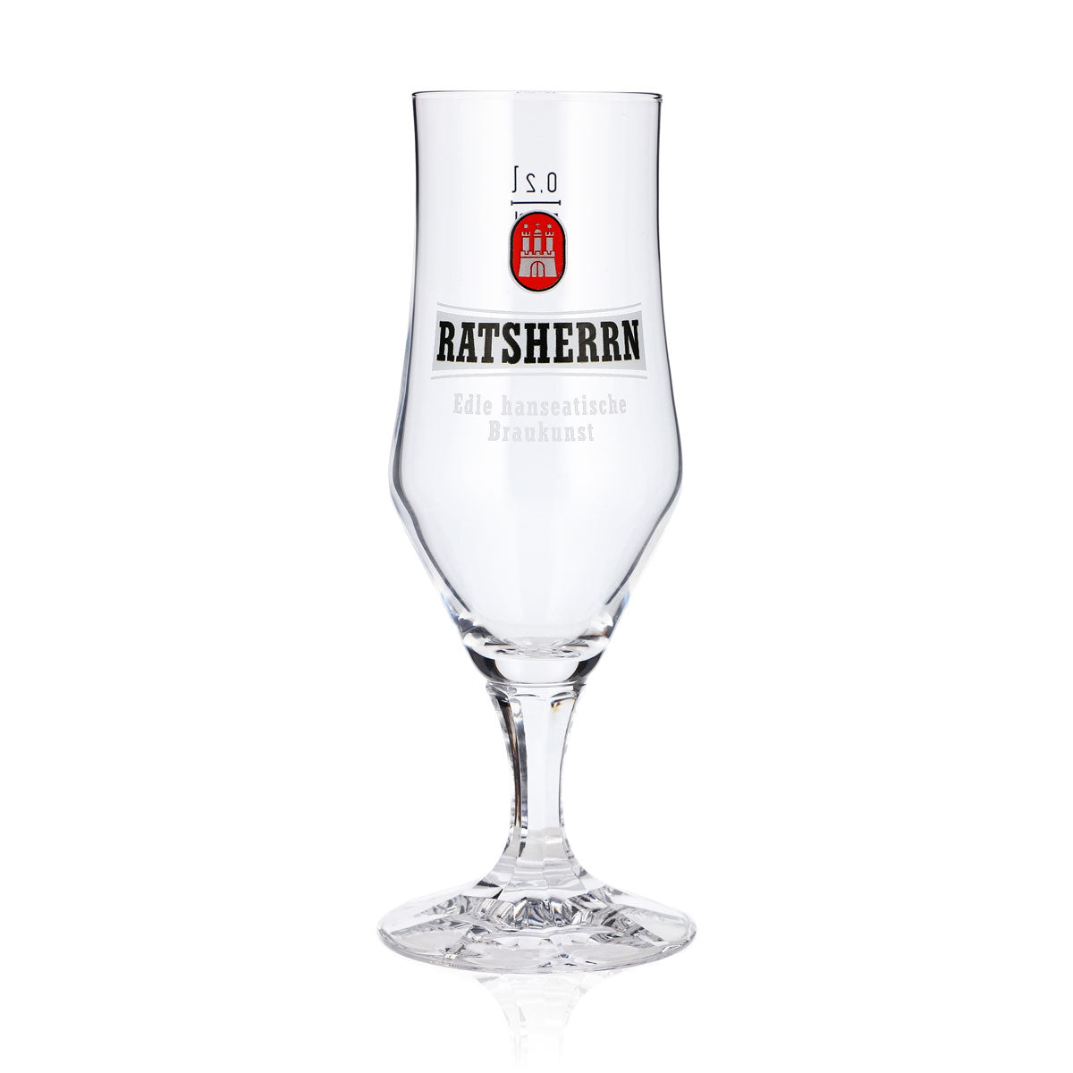 6x Ratsherrn Beer Glasses, 0.2 L, Goblet-Style, Square Stem, White Rastal Logo (Set of 6) – View 2