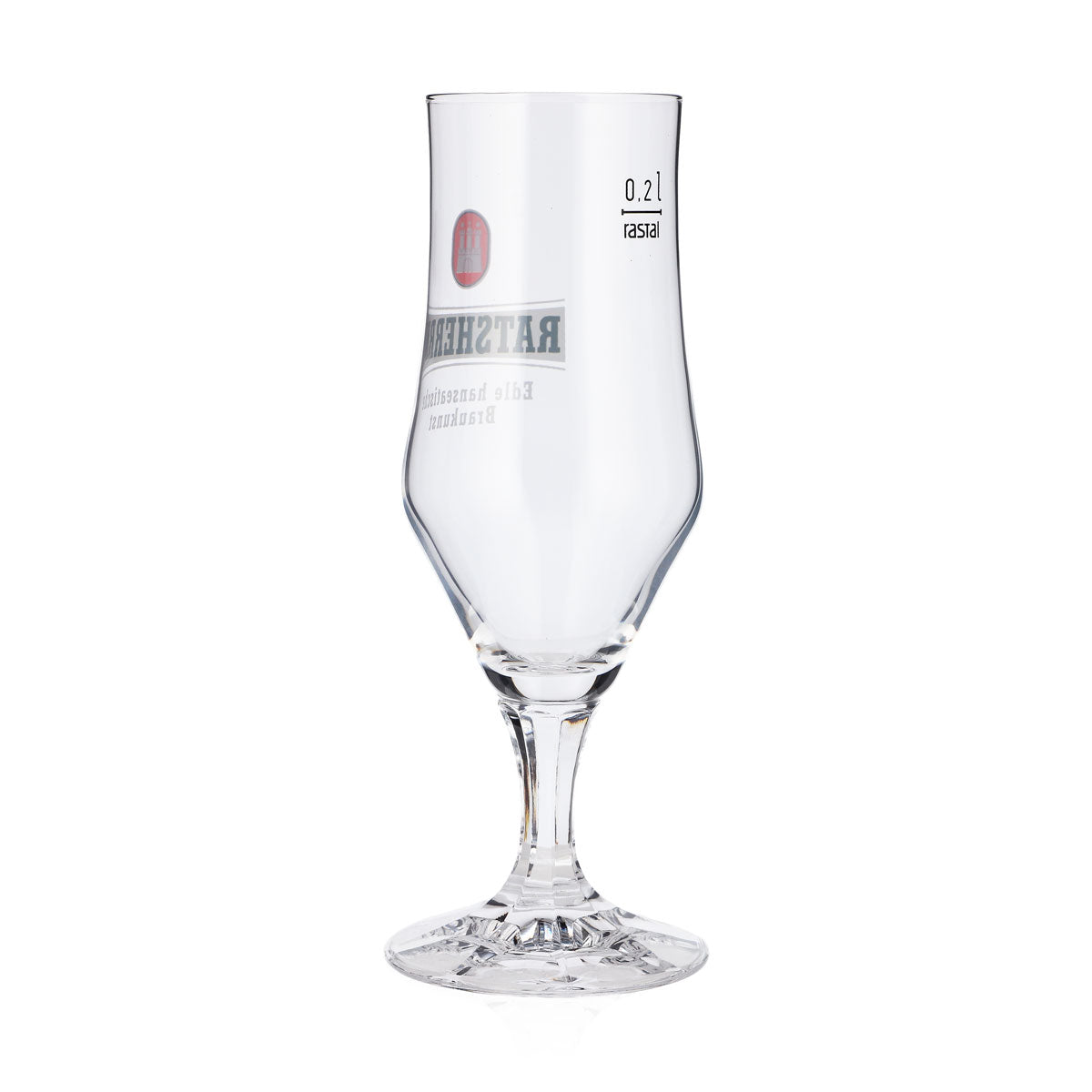 6x Ratsherrn Beer Glasses, 0.2 L, Goblet-Style, Square Stem, White Rastal Logo (Set of 6) – View 4