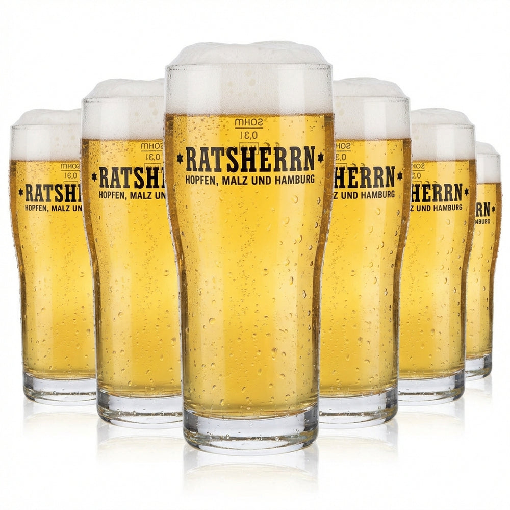 6x Ratsherrn Pils beer glass 0.3l Beer glasses "Brewhouse" Exclusive mug