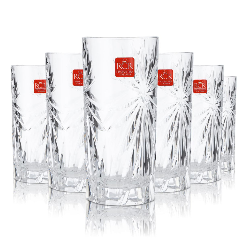 6x RCR glass 0.36l long drink glass tumbler contour relief glass cocktail glass aperitif