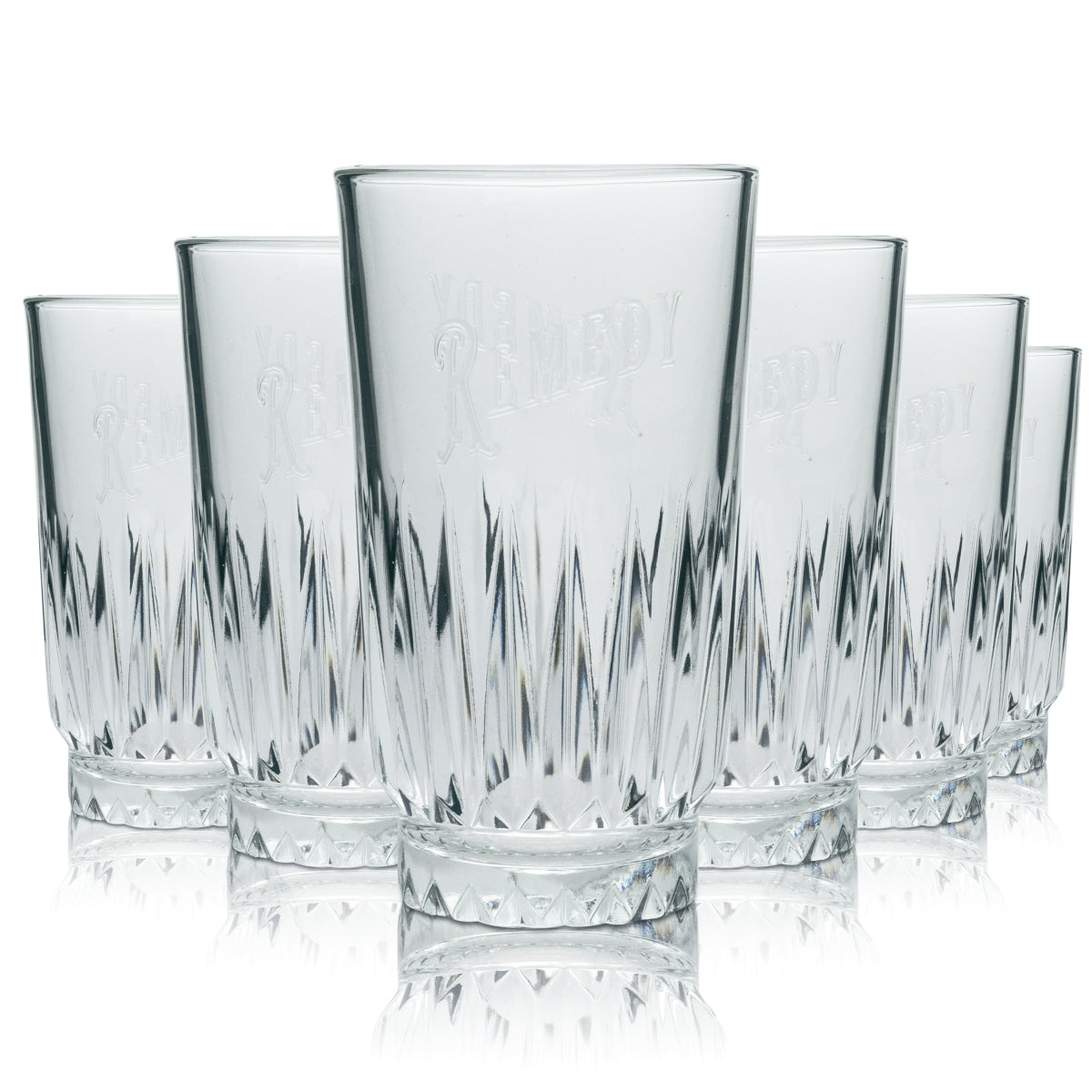 6x Remedy Rum Glass 0.4l Long Drink Highball Glasses Relief Cocktail Pineapple Contour