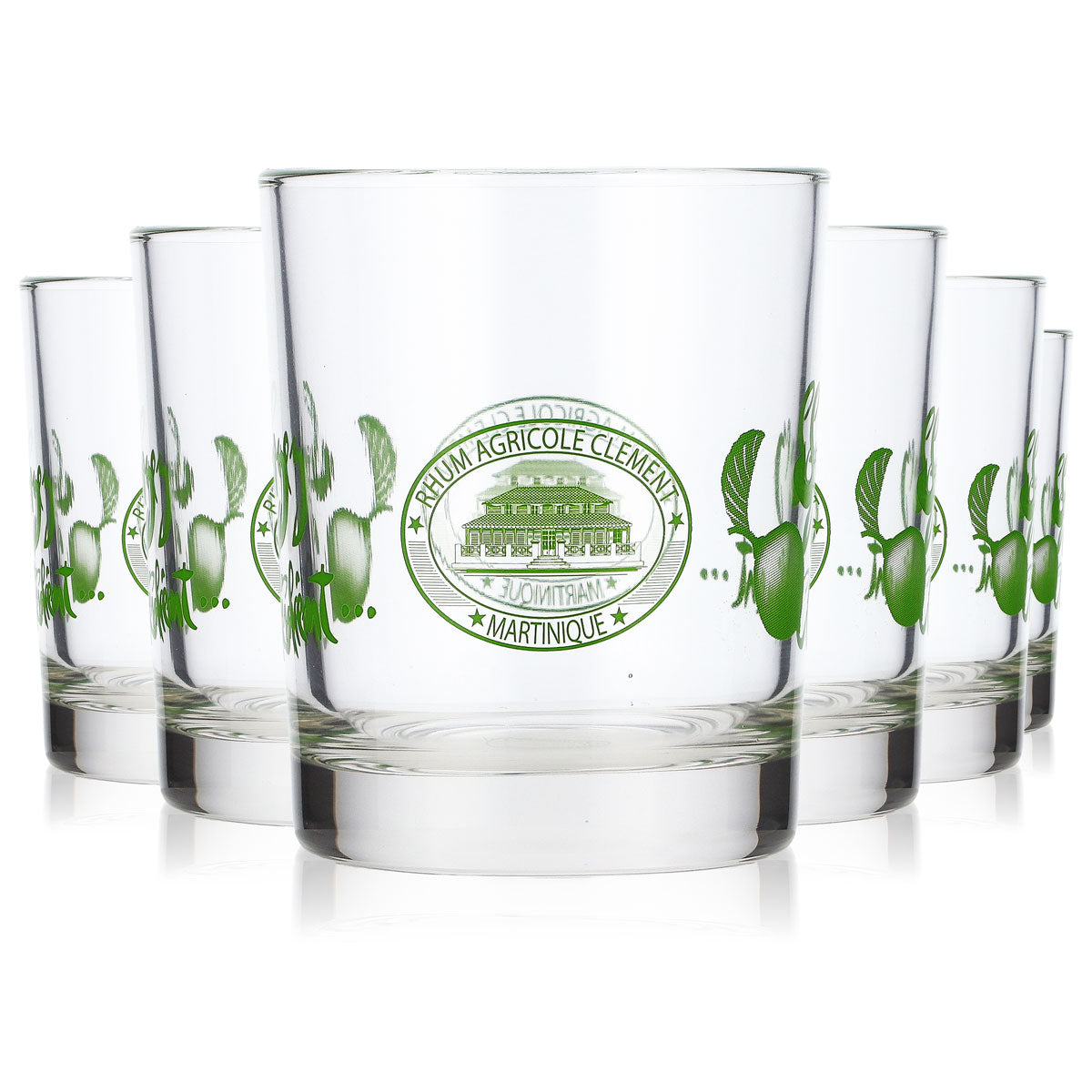 6x Rhum Clement Rum Glass Tumblers, 0.16 L, Old Fashioned Whiskey Glasses (Set of 6)