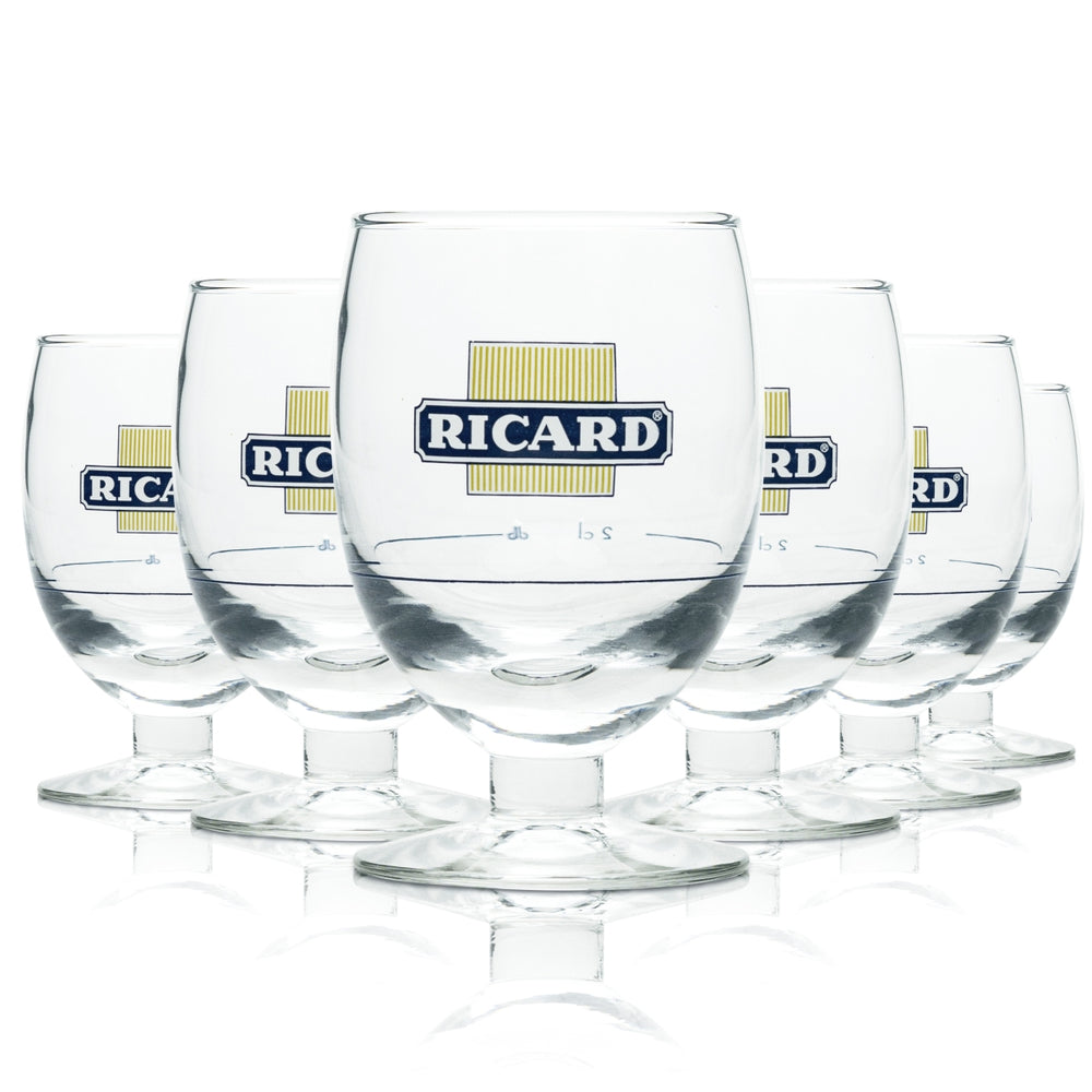 6x Ricard liqueur glass tulip retro glasses anise pastis shot glasses nosing bar