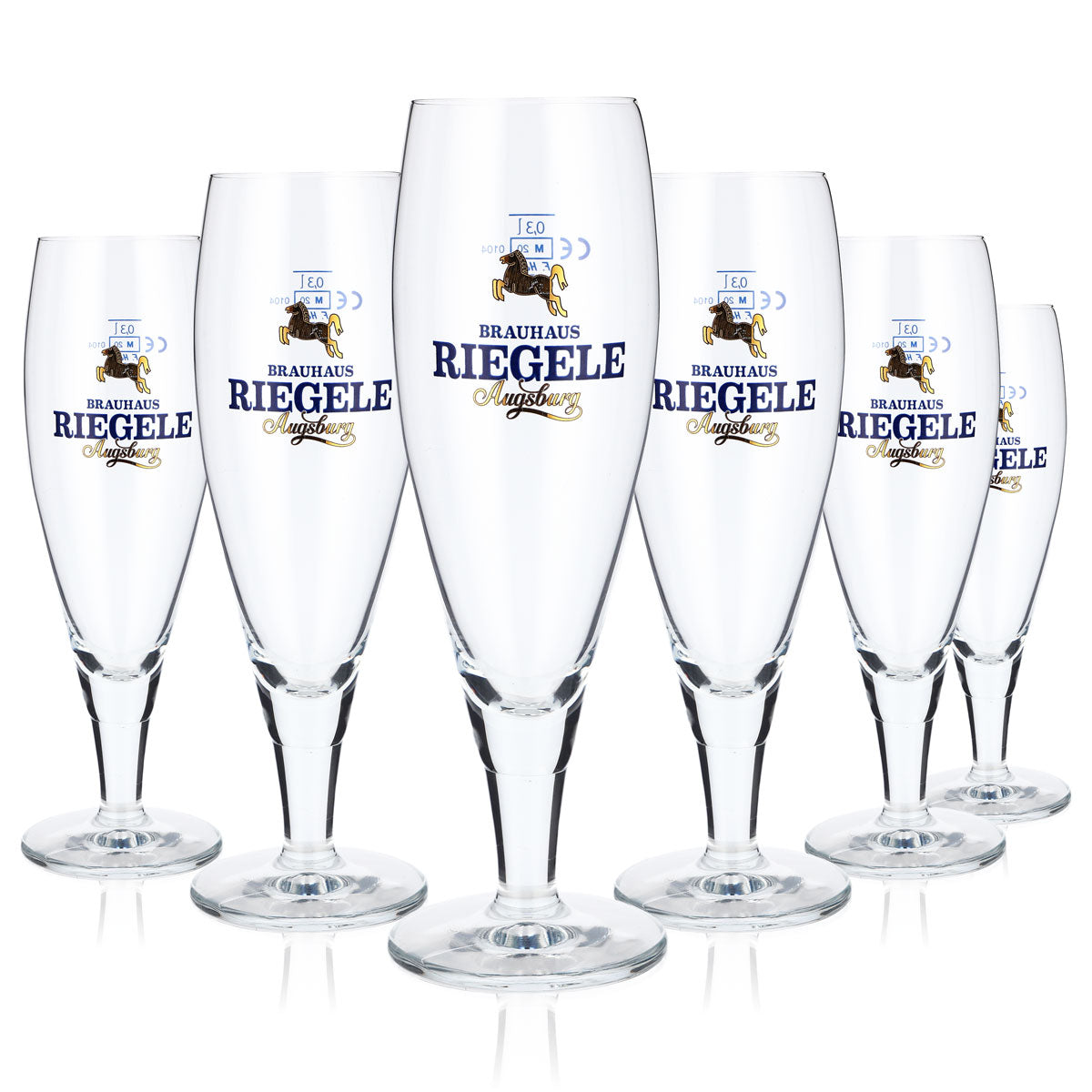 6x Riegele beer glasses, 0.3 l, goblet glasses, beer glasses, tulip glasses