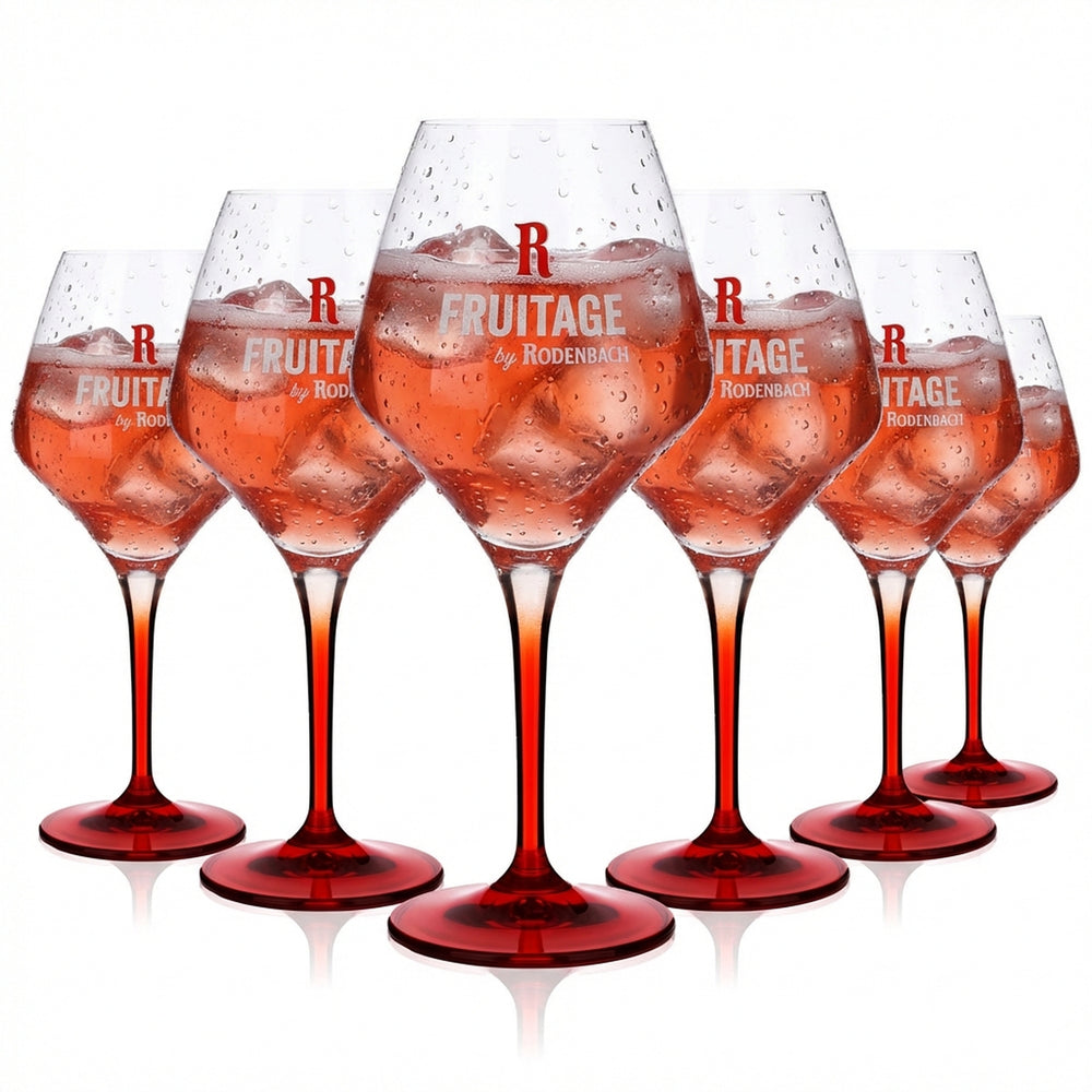 6x Rodenbach Glass Beer Glasses  0.25l Balloon Glass Red Stem Belgium "Fruitage"