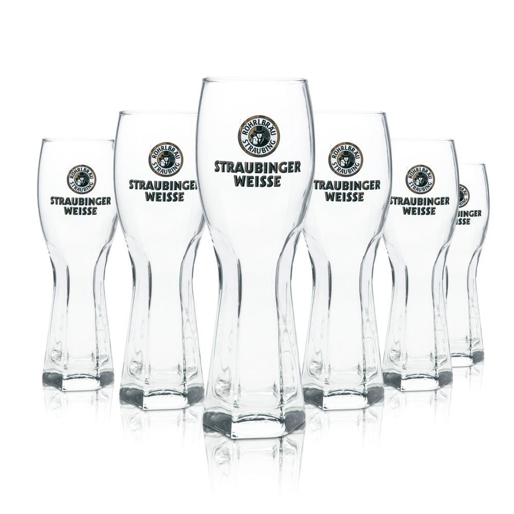 6x Röhrlbräu wheat beer glass 0.5l yeast wheat contour glasses Straubing Gastro Bayer