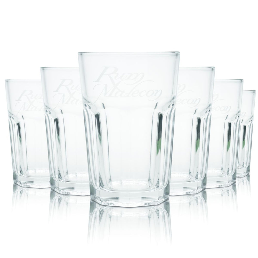 6x Ron Malecon glass 0.33l contour long drink glass tumbler glass cocktail glasses set