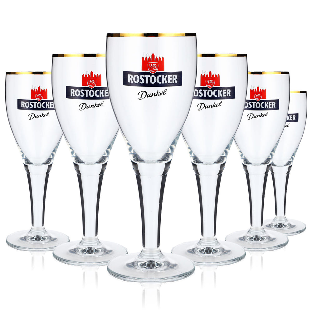 6x Rostock beer glasses Beer glasses 0.3l Goblet glasses Dark gold rim
