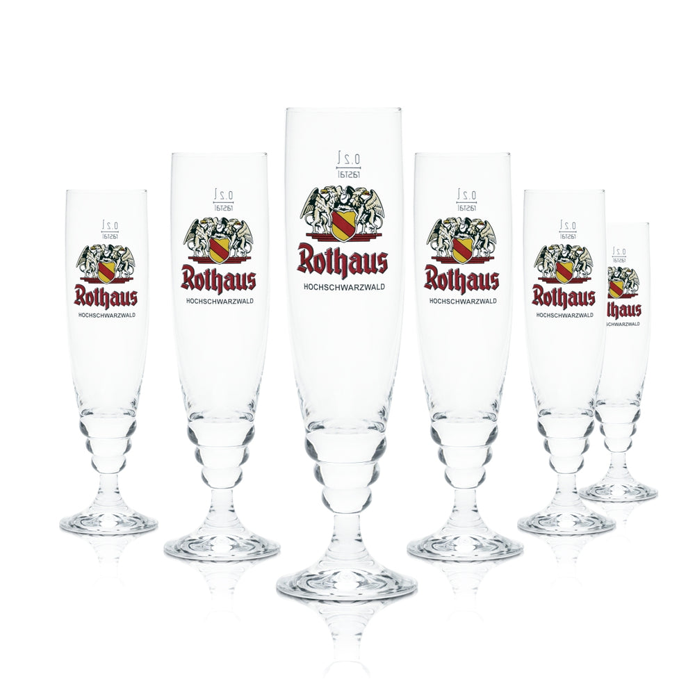 6x Rothaus beer glass 0.2l eldes trophy glass pilsner glass set calibrated for catering