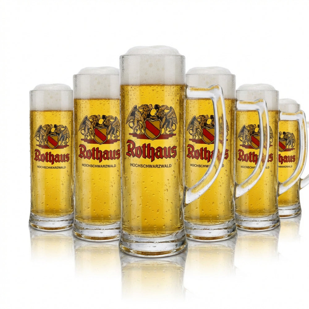 6x Rothaus beer mug glass 0.3l Seidel tankard Tannenzäpfle Baden brewery