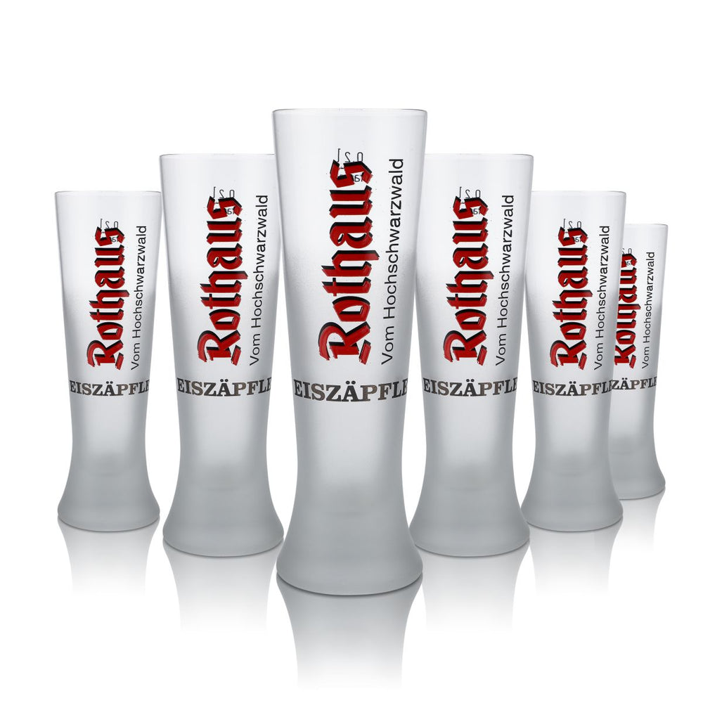 6x Rothaus Eiszäpfle glass 0.2l goblet glass Frosted Design glasses Brewery Baden