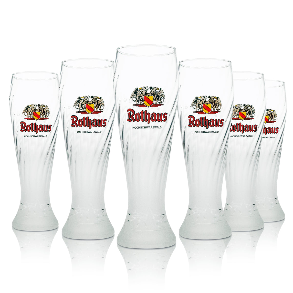 6x Rothaus 0.5l wheat beer glasses, frosted design, Baden brewery – View 4
