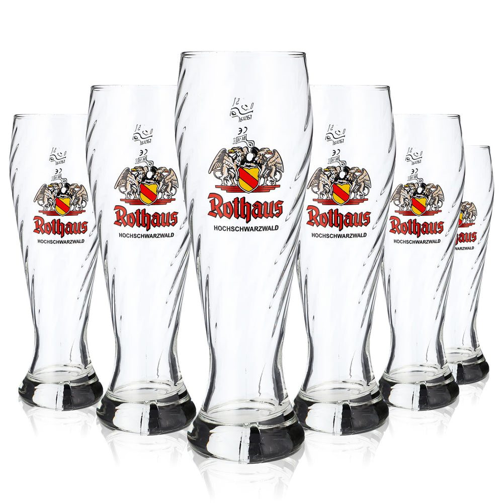 6x Rothaus wheat beer glass 0.5l elegant relief contour glass set calibrated for catering