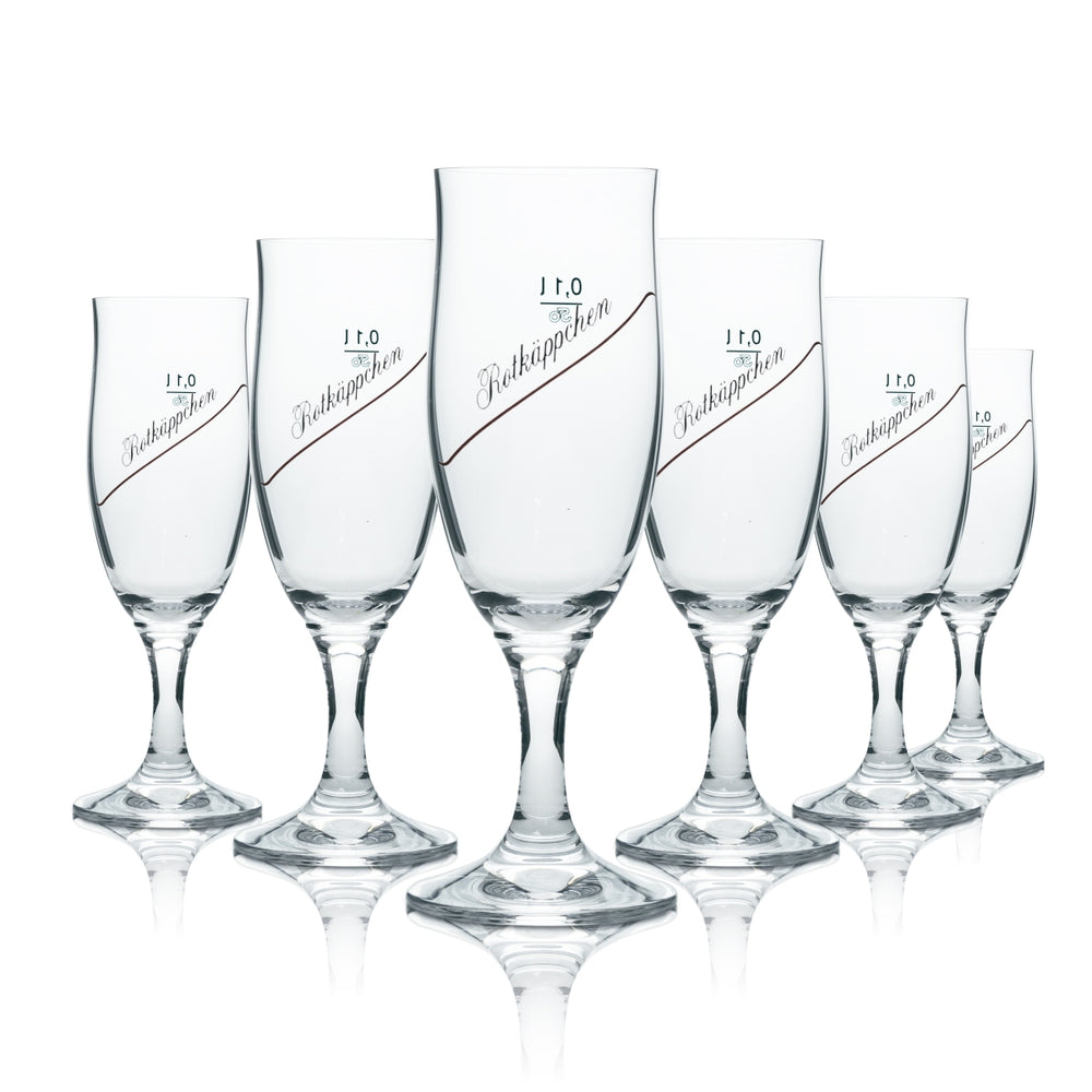 6x Little Red Riding Hood Sparkling Wine Glass Sparkling Wine Flute 0.1l red line
