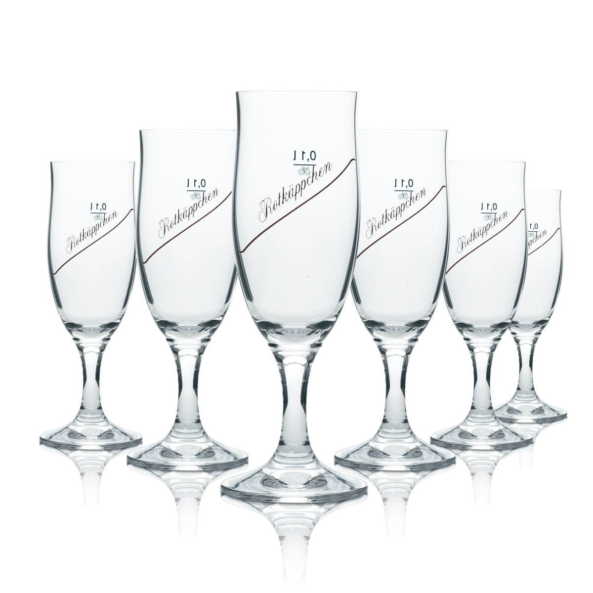6x Little Red Riding Hood Sparkling Wine Glass Sparkling Wine Flute 0.1l red line