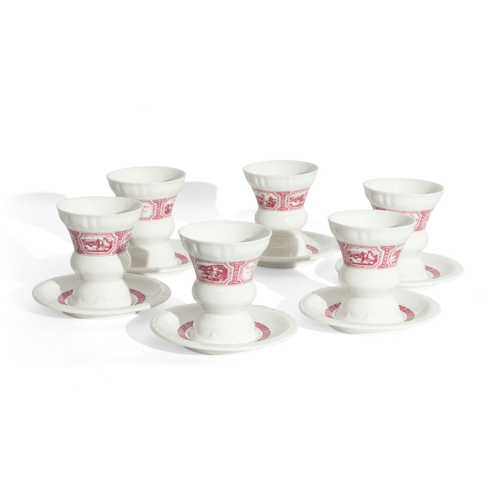 6x Rüdesheimer Kaffee Asbach Collection Glass 0.26l Cup + Saucer Ceramic