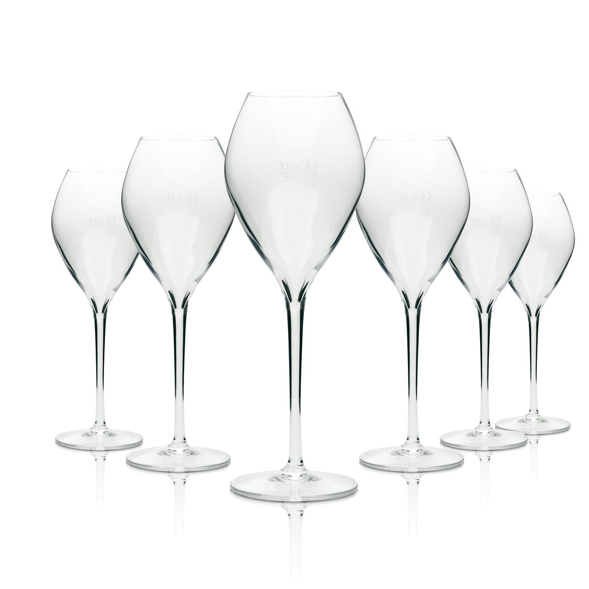6x Ruinart Champagne Glass Flute with Lettering on Base