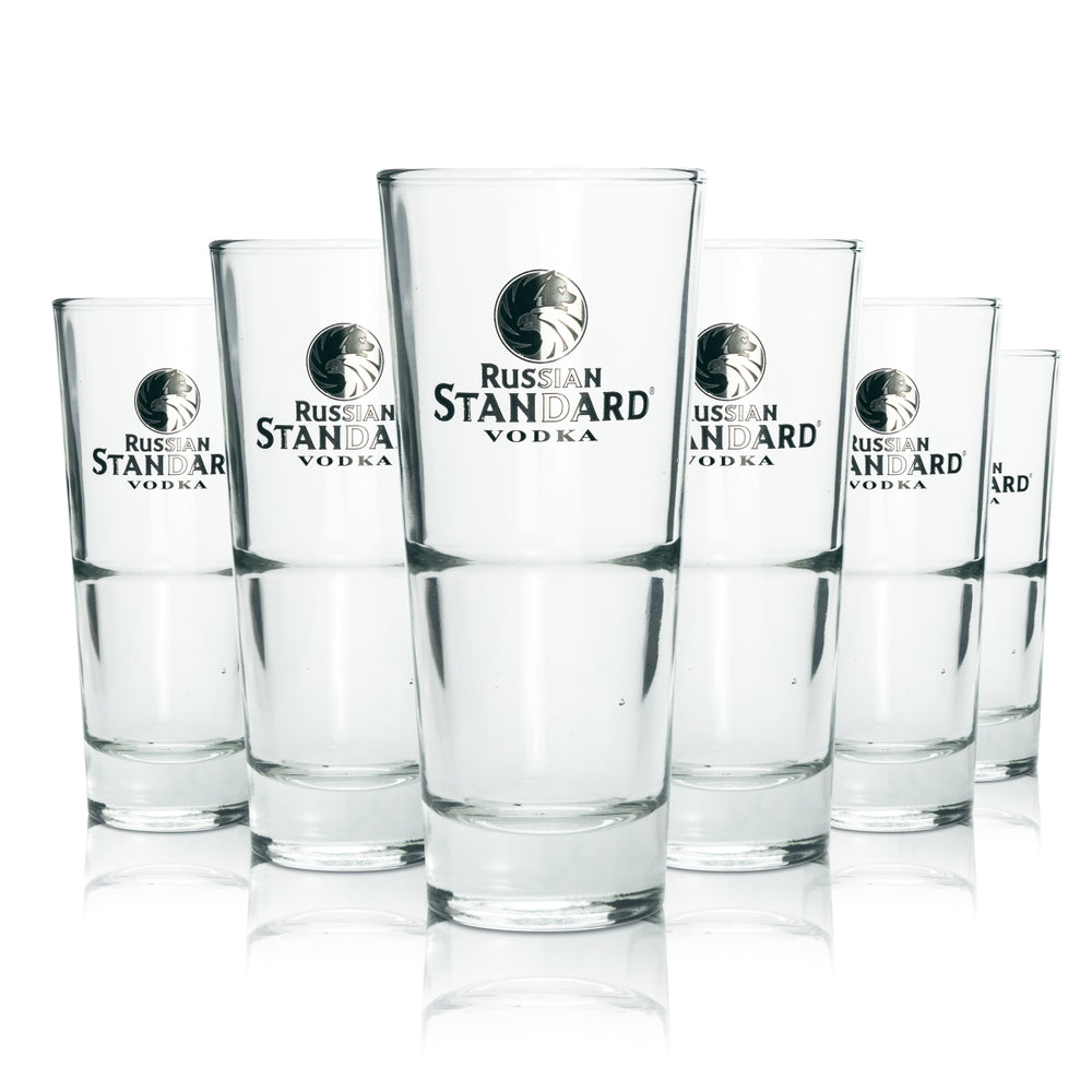 6 Russian Standard Glasses, 0.3 L, Long Drink/Cocktail Glasses, Stackable, for Restaurants and Bars